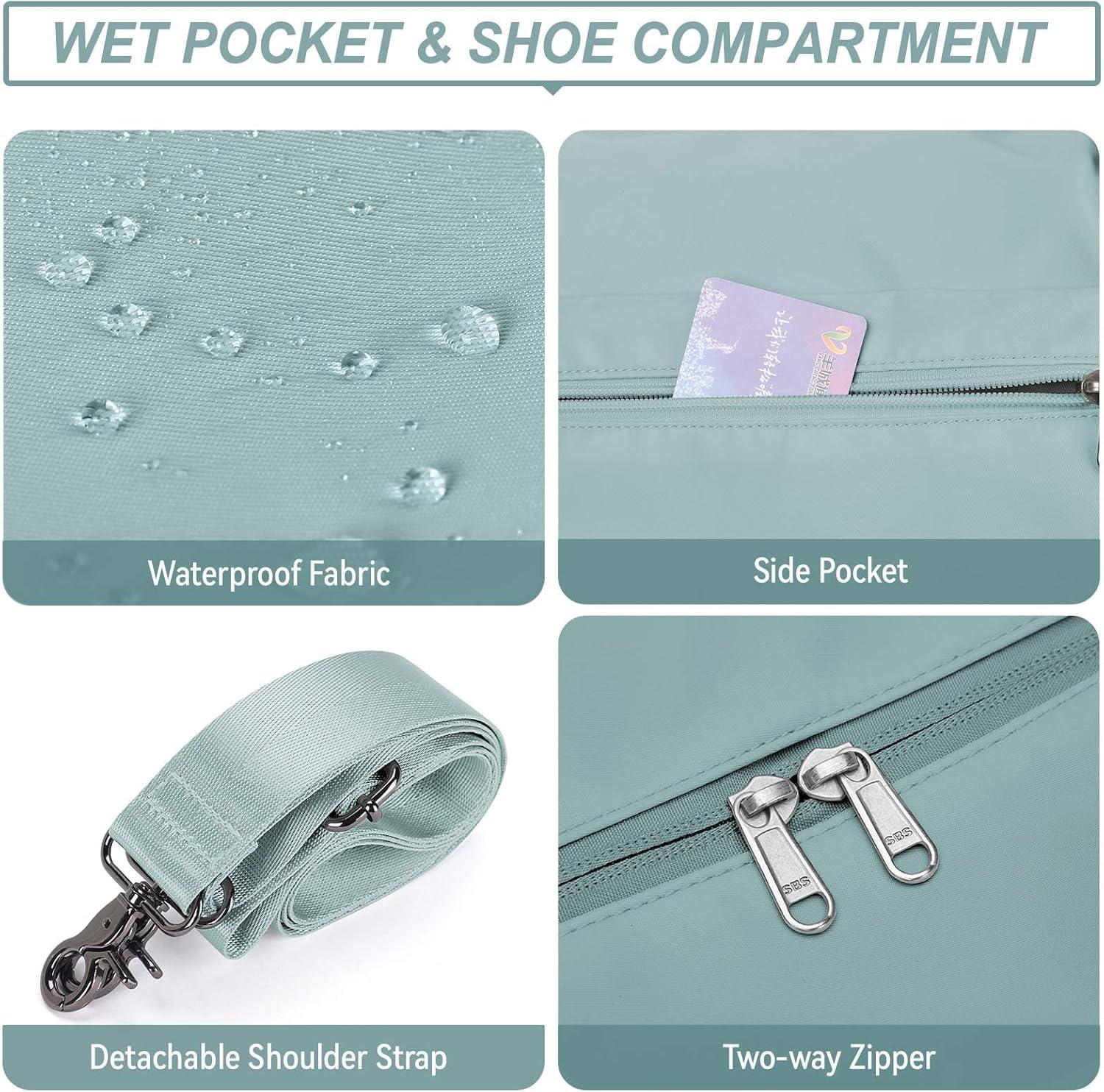 imageLight Blue Yoga Women Tote Bag Large Shoulder Bag Top Handle Handbag with Yoga Mat Buckle Shoe Compartment and Wet Dry Storage Pockets for Gym Work SportLight Blue