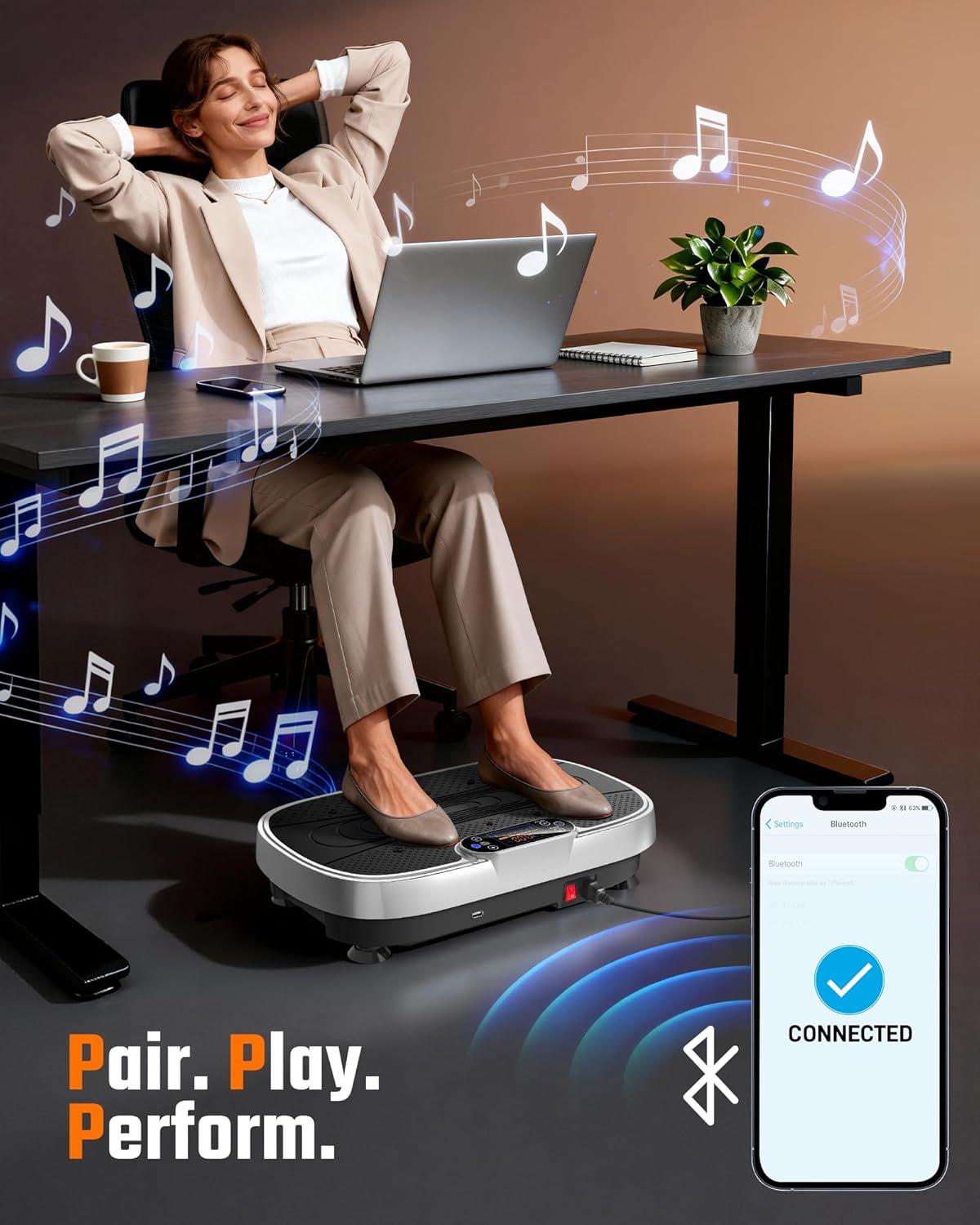 imageVibration Plate Exercise Machine for Weight Loss and Lymphatic Drainage 330lbs Capacity Vibrating Platform for Home Gym Workout Full Body Shaker Pilates Equipment with Loop Bands for Women and Men