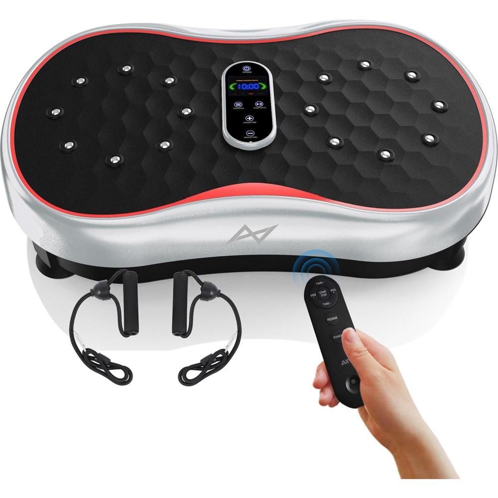 imageAXV Vibration Plate Fitness Platform Exercise Machine Vibrating Shaking Full Body Shaker Workout Vibrate Stand Shake Board Sport Gym for Weight Loss Fat Burner for Women MenROUNDSILVER