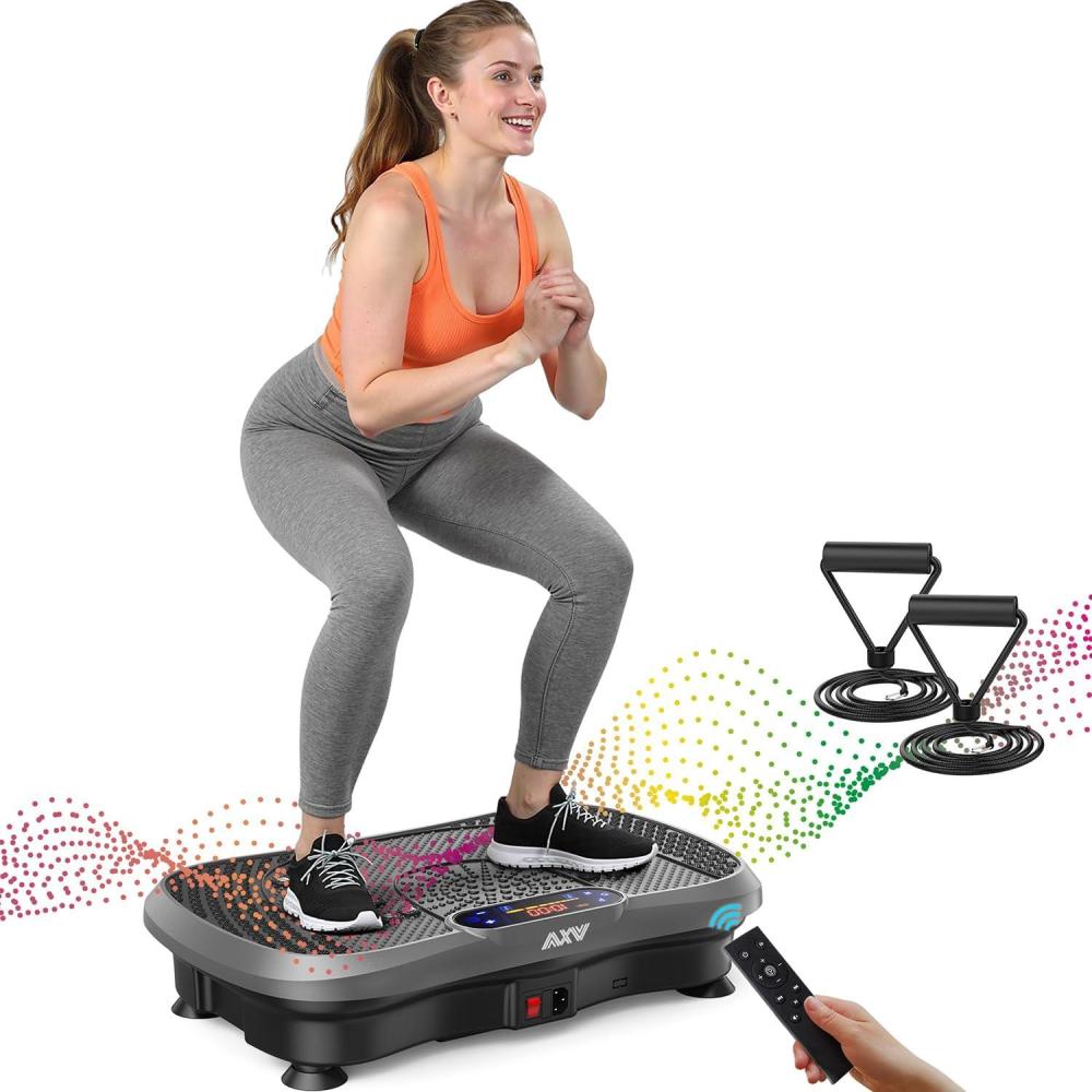 imageAXV Vibration Plate Fitness Platform Exercise Machine Vibrating Shaking Full Body Shaker Workout Vibrate Stand Shake Board Sport Gym for Weight Loss Fat Burner for Women Men