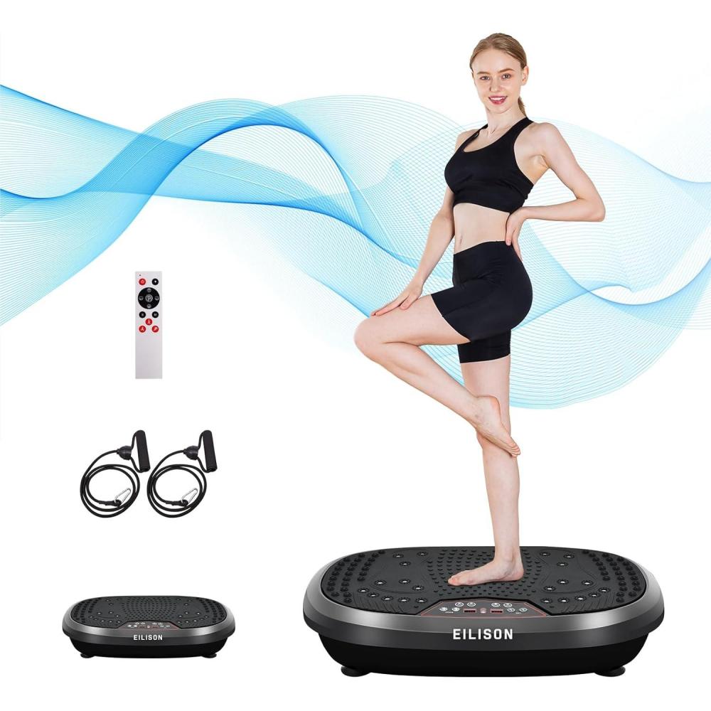 imageEILISON FitMaxx 3D XL Vibration Plate Exercise Machine Whole Body Workout Vibration Platform wLoop Bands Lymphatic Drainage Machine for Weight Loss Shaping Wellness RecoveryFitpro Black