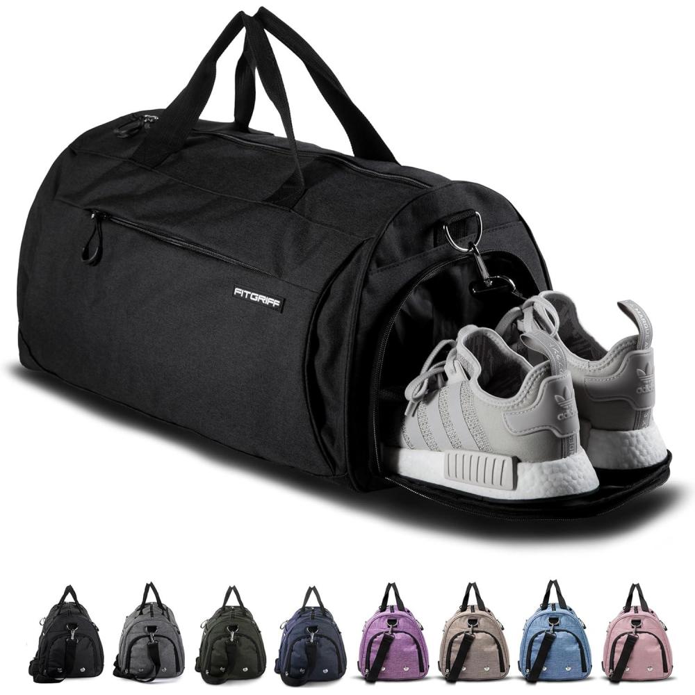 imageFitgriff Gym Bag for Men ampamp Women with Shoe ampamp Wet Compartment  Duffle Bag for Travel Sports Fitness ampamp WorkoutFull Black