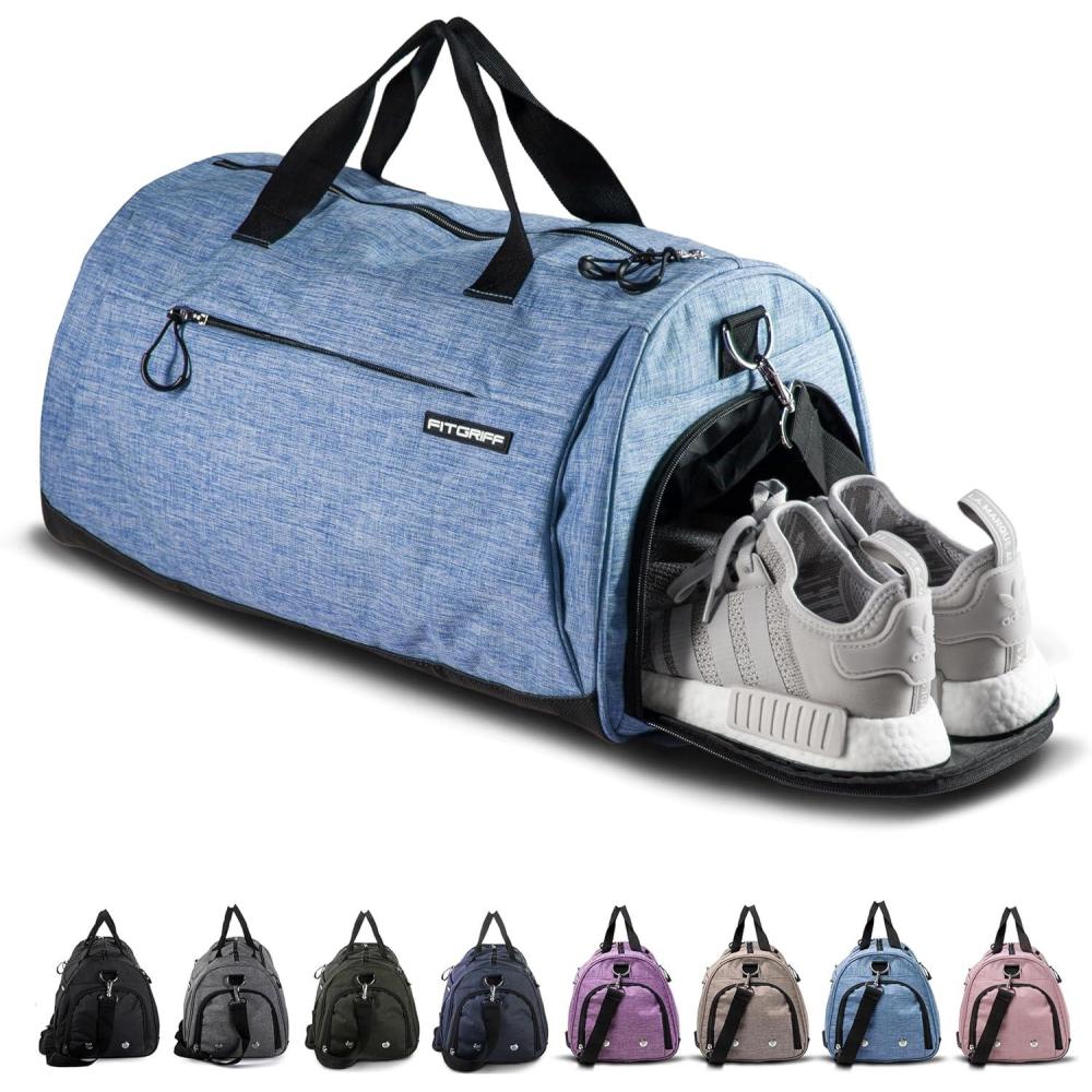 imageFitgriff Gym Bag for Men ampamp Women with Shoe ampamp Wet Compartment  Duffle Bag for Travel Sports Fitness ampamp WorkoutLight Blue