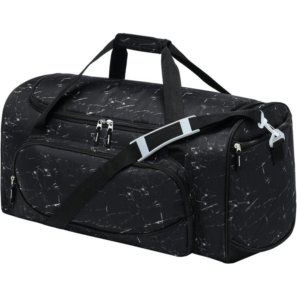 imageHeavy Duty Duffle Bag for Men 55L Large Durable Gym Duffel Bag for Workout Sports Travel Gear  GrayMarble Black