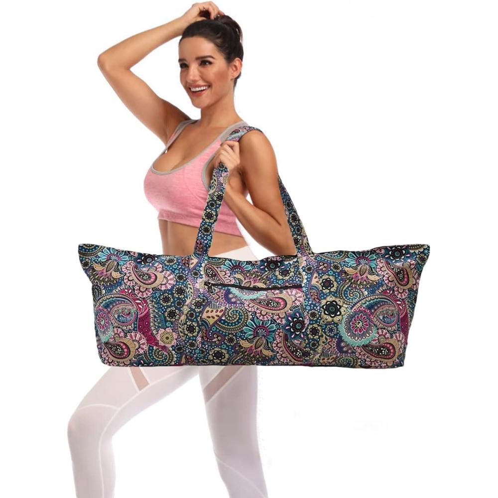 imageIwIeIaIrI Yoga Mat Bag Zipper Gym Accessories Gifts for WomenLarge Exercise Mat Straps Pockets Yoga Bags and Carriers Fits Most Your Workout Stuff