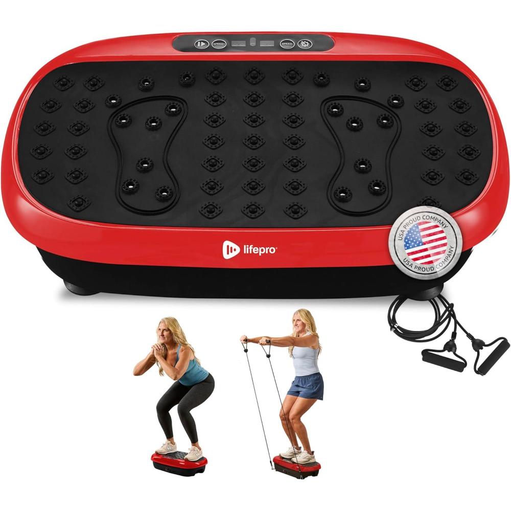 imageLifepro Vibration Plate Exercise Machine with Magnetic Acupoints  Full Body Vibration Platform for Beginners and Recovery  Ideal Lymphatic Drainage Massager for Muscle Toning and Overall FitnessRed
