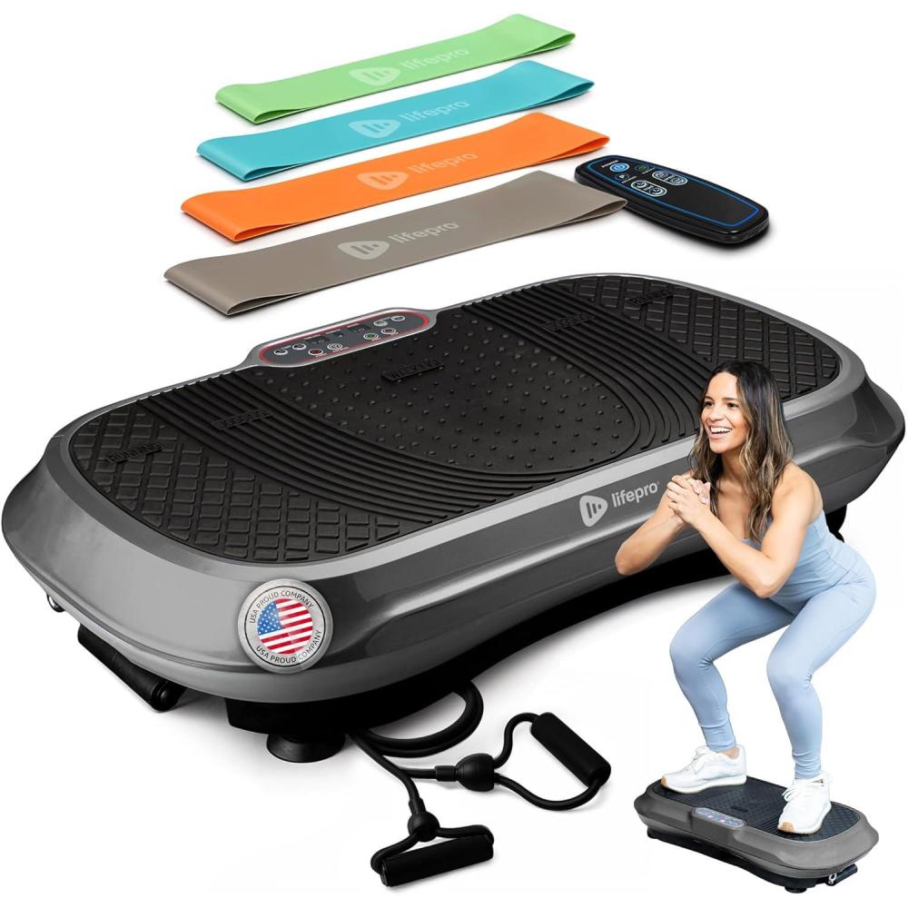 imageLifepro Waver Vibration Plate Exercise Machine for Lymphatic Drainage Muscle Activation FullBody Workout Vibrating Platform with Loop Bands Fitness Equipment for Strength Toning ampamp Fat LossGray