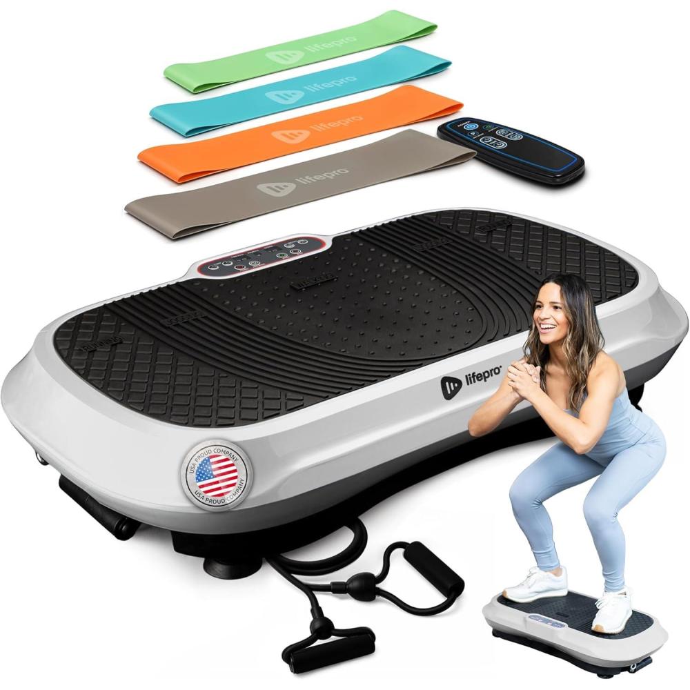imageLifepro Waver Vibration Plate Exercise Machine for Lymphatic Drainage Muscle Activation FullBody Workout Vibrating Platform with Loop Bands Fitness Equipment for Strength Toning ampamp Fat LossWhite