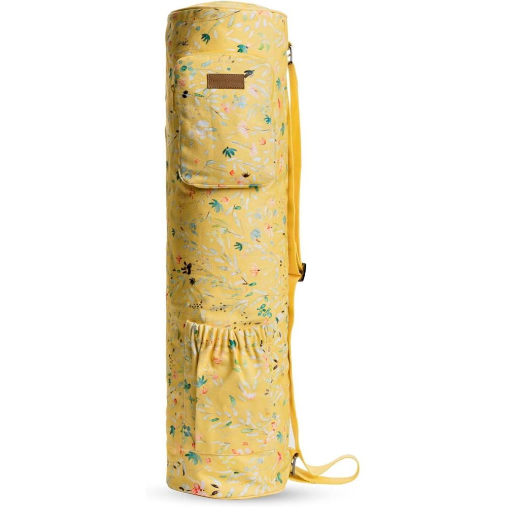imageMaison d Hermine Yoga Mat bag Cylindrical bag for WomanampampMen yoga mat Bag ampampAdjustable shoulder straps Yoga Mat Carrier Bag with Drawstring Water Bottle Pocket and zipper pocketColmar  Yellow