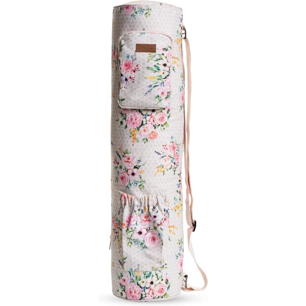 imageMaison d Hermine Yoga Mat bag Cylindrical bag for WomanampampMen yoga mat Bag ampampAdjustable shoulder straps Yoga Mat Carrier Bag with Drawstring Water Bottle Pocket and zipper pocketSweet Rose Lavender
