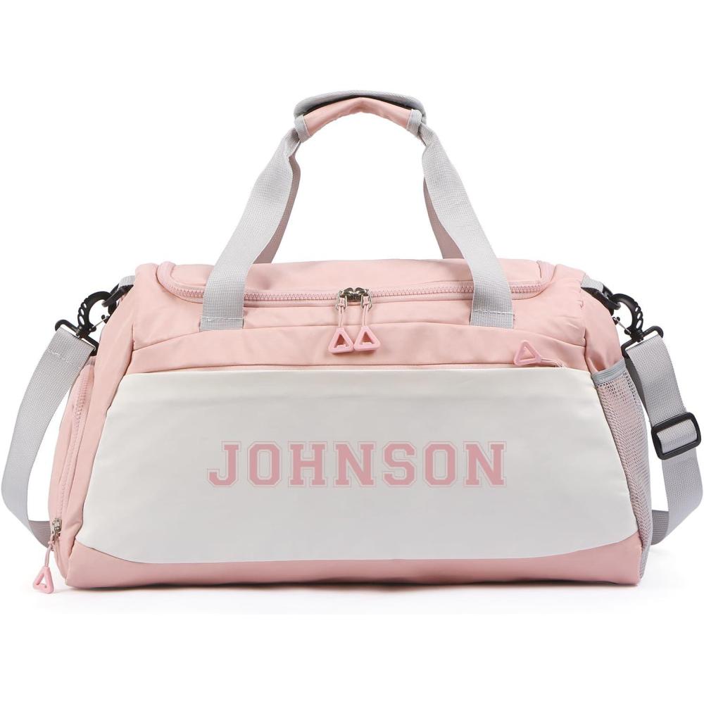 imagePersonalized Duffel Bag Custom Sport Gym Travel Bags Embroidered Name Text Customized Dry Wet Separated Weekend Waterproof Bag for Women Men ABlackAPink