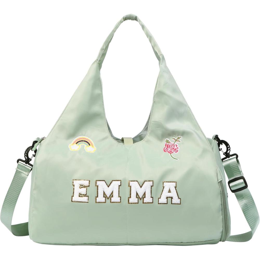 imagePersonalized Duffel Bag Custom Sport Gym Travel Bags Embroidered Name Text Customized Dry Wet Separated Weekend Waterproof Bag for Women Men ABlackCGreen