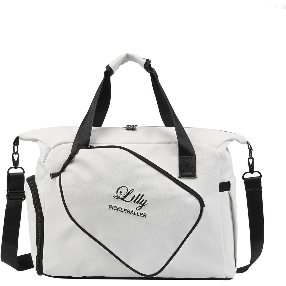 imagePersonalized Duffel Bag Custom Sport Gym Travel Bags Embroidered Name Text Customized Dry Wet Separated Weekend Waterproof Bag for Women Men ABlackDWhite