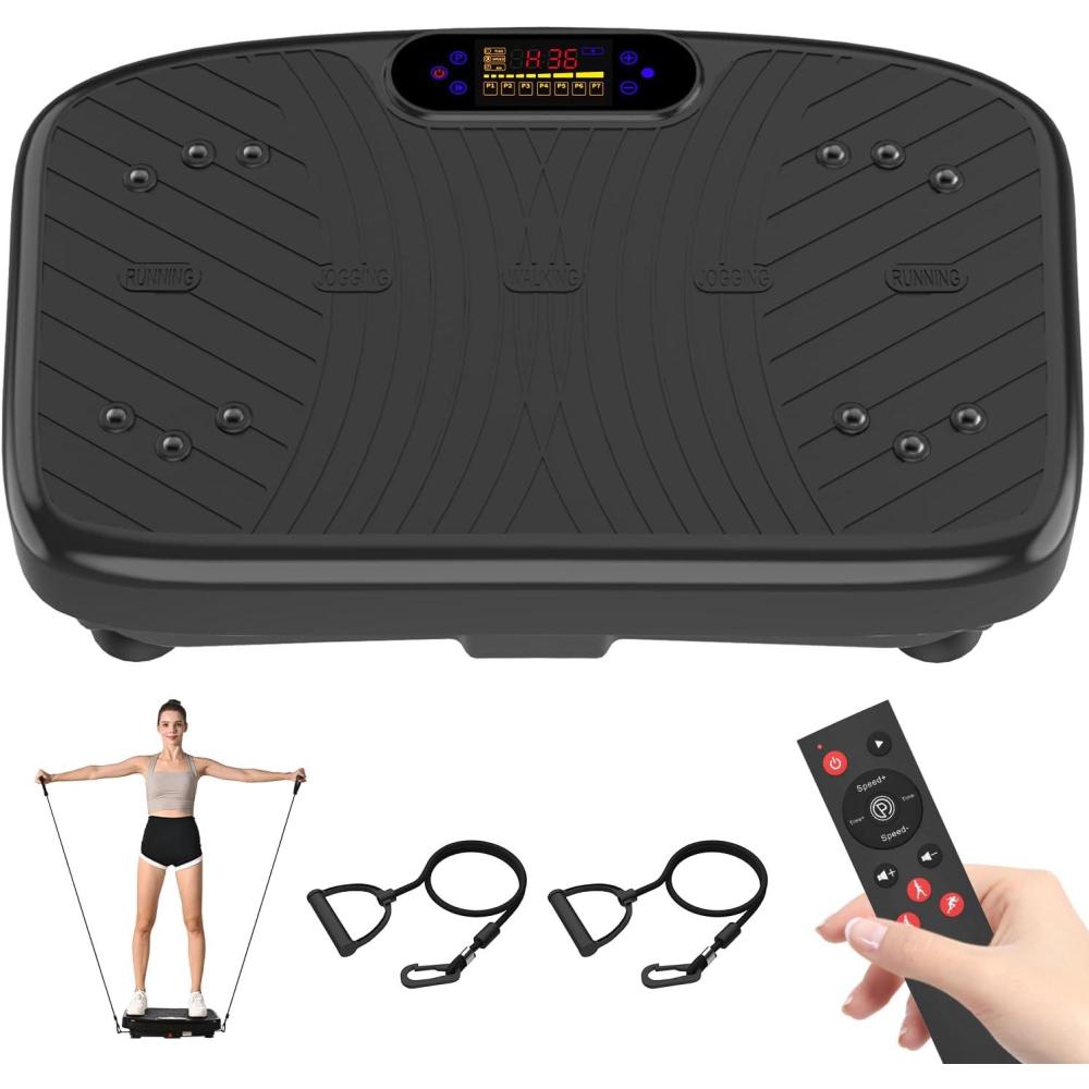imageVibration Plate Exercise Machine Vibrating Plate Platform for Lymphatic Drainage with 200 Adjustable Speeds Power Vibration Plate for Weight Loss ampamp Fitness Supports Weight 450 LbsJet Black