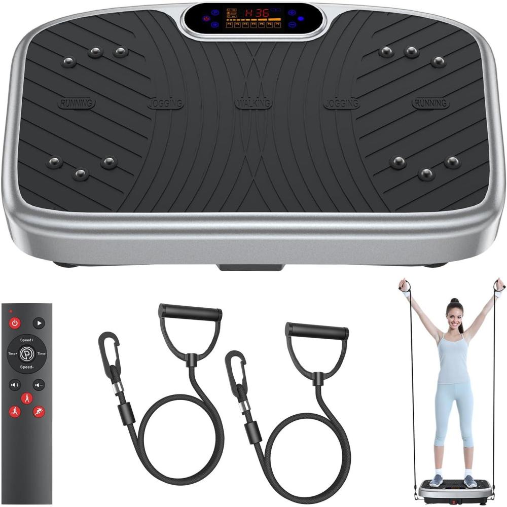 imageVibration Plate Exercise Machine Vibrating Plate Platform for Lymphatic Drainage with 200 Adjustable Speeds Power Vibration Plate for Weight Loss ampamp Fitness Supports Weight 450 LbsSilver