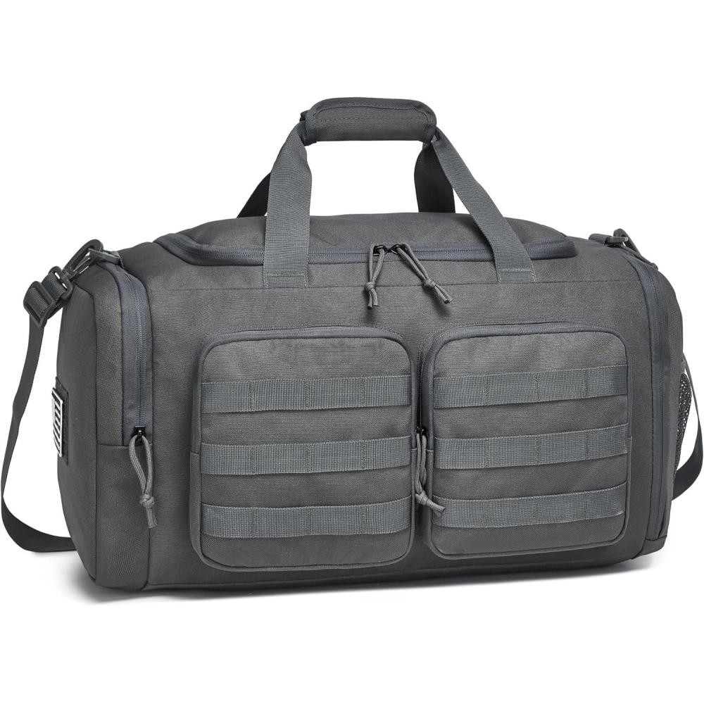 imageWotony Tactical Duffle Bag for Men Duffle Bag for Gym Travel  Military Weekender Workout Molle Bag Black 35LDark Gray
