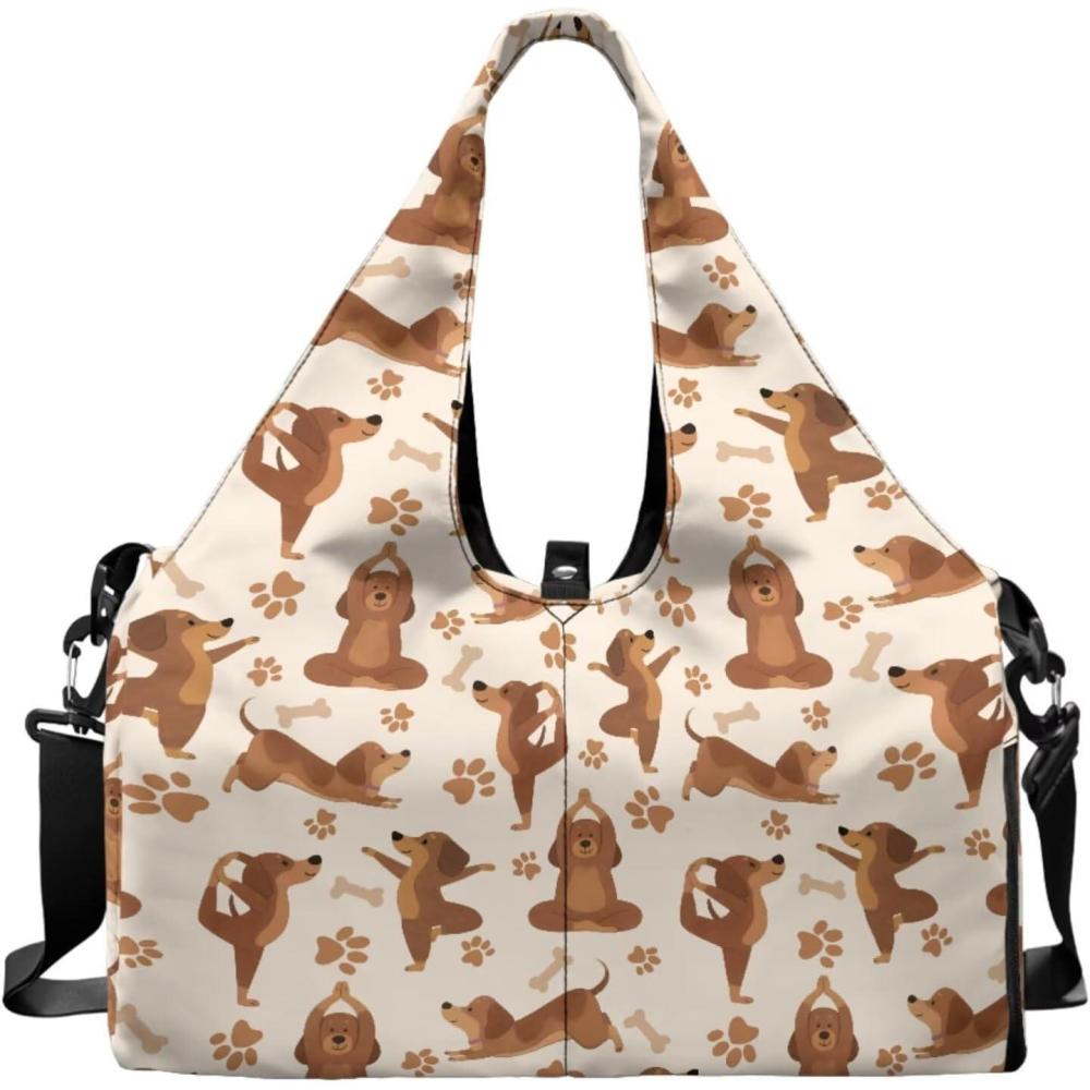imageYoga Gym Bag with Removable Adjustable Shoulder Strap Shoe Compartment ampamp Top Yoga Mat Holder 1772x866x984inCreative Yoga Dog Footprint Print