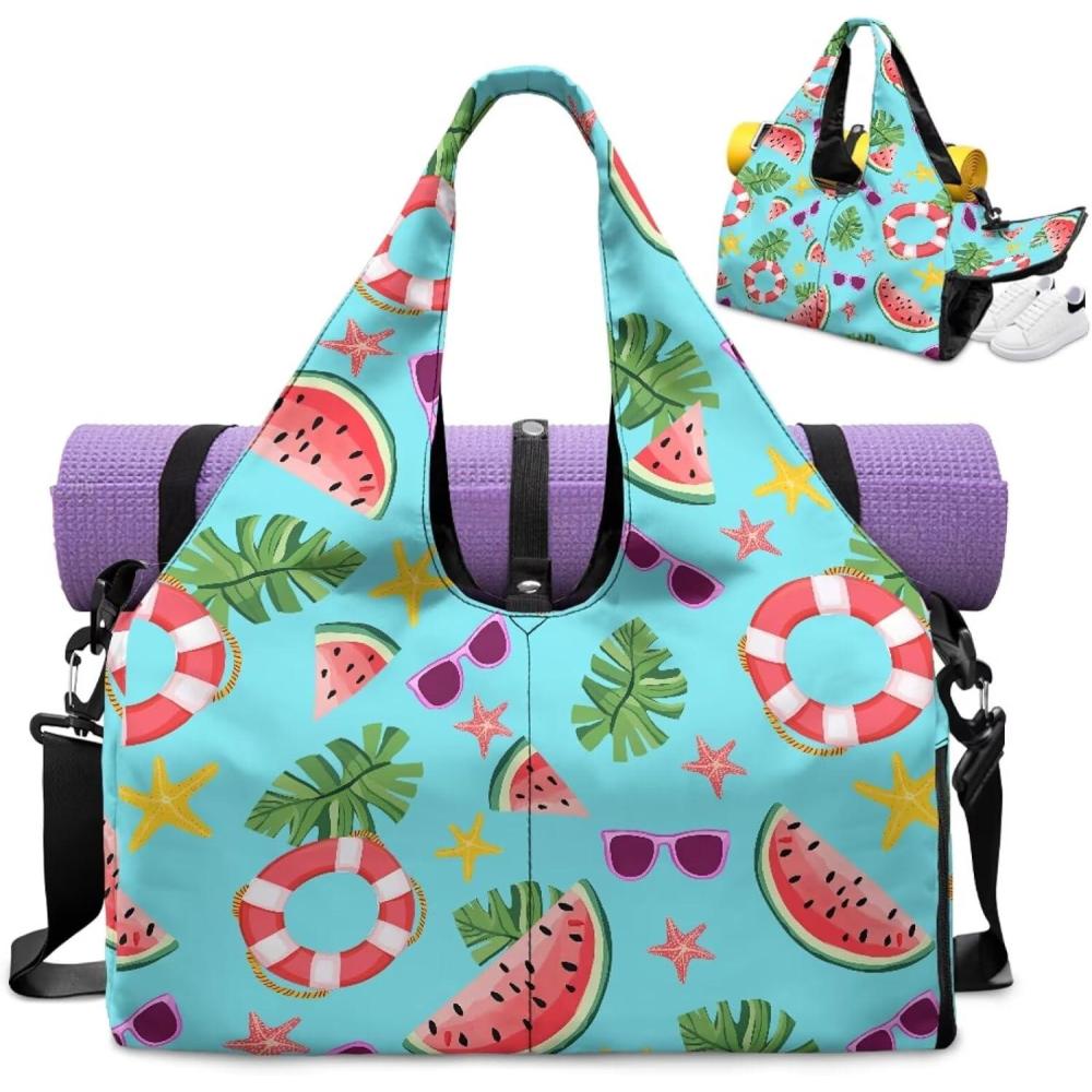 imageYoga Mat Bag for Men Women Canvas Yoga Mat Carrier Take In Out Mat Easily for Beach Swim Bags Pool Sports GymBeach Style