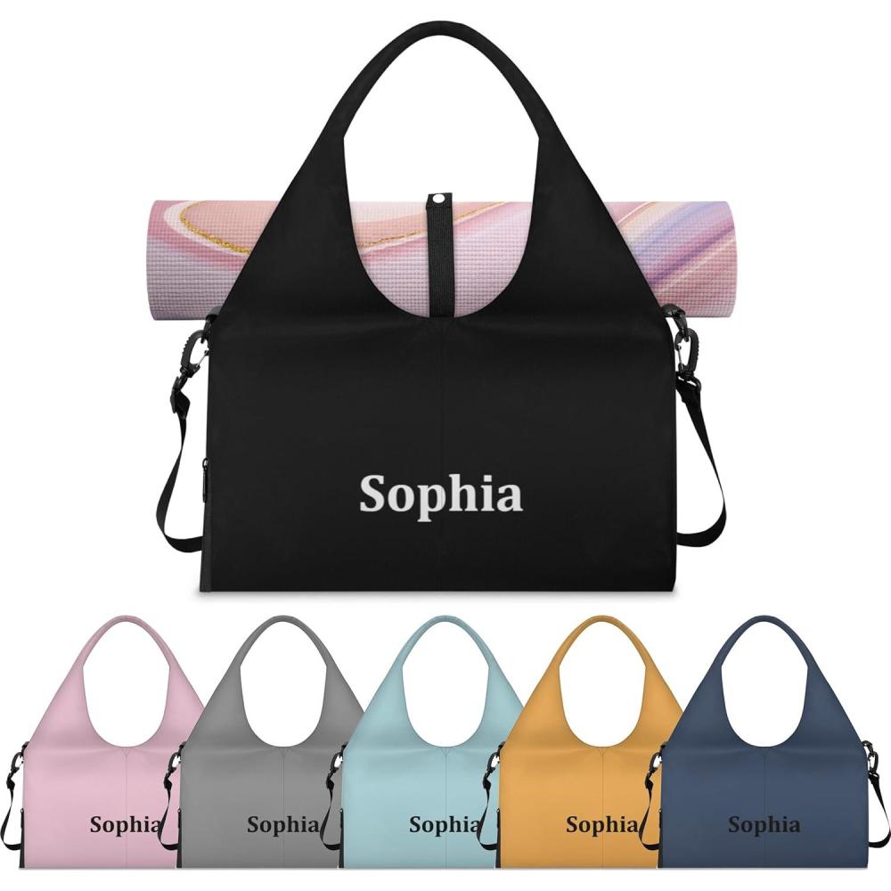 imageYogaBag SmallGymBag for Women Personalized Beige YogaMatBag with Shoe Compartment Gym Accessories for WomenBlack