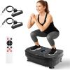 ALSO GO Vibration Plate Exercise Machine, 6 Workout Modes & 120-Level Vibration Platform for Weight Loss/Lymphatic Drainage, 400lbs Capacity Vibration Board with Resistance Bands for Full Body Workout(More Modes Black49)