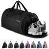 Fitgriff® Gym Bag for Men & Women with Shoe & Wet Compartment – Duffle Bag for Travel, Sports, Fitness & Workout(Full Black)