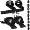 Fitgriff® Lifting Straps & Wrist Wraps (Bundle) Superior Support for Weightlifting & Gym Workouts – for Men and Women(Black Original  Silicone Straps)
