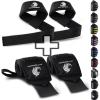 Fitgriff® Lifting Straps & Wrist Wraps (Bundle) Superior Support for Weightlifting & Gym Workouts – for Men and Women(Black Original)