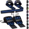 Fitgriff® Lifting Straps & Wrist Wraps (Bundle) Superior Support for Weightlifting & Gym Workouts – for Men and Women(Black/Blue)