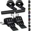 Fitgriff® Lifting Straps & Wrist Wraps (Bundle) Superior Support for Weightlifting & Gym Workouts – for Men and Women(Black/Grey)