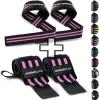 Fitgriff® Lifting Straps & Wrist Wraps (Bundle) Superior Support for Weightlifting & Gym Workouts – for Men and Women(Black/Pink)