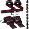 Fitgriff® Lifting Straps & Wrist Wraps (Bundle) Superior Support for Weightlifting & Gym Workouts – for Men and Women(Black/Red)