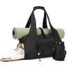 Gym Bag for Women, Yoga Mat Bag with Shoe Compartment and Wet Pocket, Sport Yoga Gym Bag with Yoga Strap, Carryall Yoga Tote Bag(Black)
