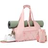 Gym Bag for Women, Yoga Mat Bag with Shoe Compartment and Wet Pocket, Sport Yoga Gym Bag with Yoga Strap, Carryall Yoga Tote Bag(Pink)