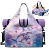 Gym Bag with Yoga Mat Holder Large Tote Bag With Multi Pockets for Women Men Dry Wet Separated Pocket Carryall Yoga Tote Bags for Pilates Travel Workout Office(Cherry Blossom)