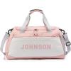 Personalized Duffel Bag Custom Sport Gym Travel Bags Embroidered Name Text Customized Dry Wet Separated Weekend Waterproof Bag for Women Men (A-Black)(A-Pink)