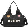 Personalized Duffel Bag Custom Sport Gym Travel Bags Embroidered Name Text Customized Dry Wet Separated Weekend Waterproof Bag for Women Men (A-Black)(C-Black)