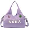 Personalized Duffel Bag Custom Sport Gym Travel Bags Embroidered Name Text Customized Dry Wet Separated Weekend Waterproof Bag for Women Men (A-Black)(C-Purple)