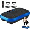 SoftGym Vibration Plate Exercise Machine for Lymphatic Drainage,Power Vibrate Stand Shake Board 450 Lbs Capacity Whole Body Workout Waver with Fitness Resistance Bands Weight Loss Gifts for Women Men(Slim Plus-Blue)