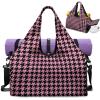 Yoga Gym Bag with Removable Adjustable Shoulder Strap, Shoe Compartment & Top Yoga Mat Holder 17.72×8.66×9.84in(Pink Houndstooth Plaid Print)