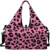Yoga Gym Bag with Removable Adjustable Shoulder Strap, Shoe Compartment & Top Yoga Mat Holder 17.72×8.66×9.84in(Pink and Black Leopard Print)