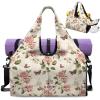 Yoga Gym Bag with Removable Adjustable Shoulder Strap, Shoe Compartment & Top Yoga Mat Holder 17.72×8.66×9.84in(Retro Rose Butterfly Print)