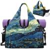 Yoga Gym Bag with Removable Adjustable Shoulder Strap, Shoe Compartment & Top Yoga Mat Holder 17.72×8.66×9.84in(Starry Night Oil Painting Print)