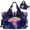 Yoga Mat Bag for Men Women Canvas Yoga Mat Carrier Take In Out Mat Easily for Beach Swim Bags Pool Sports Gym(Fluorescent Jellyfish)
