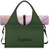 Yoga-Bag Small-Gym-Bag for Women Personalized Beige Yoga-Mat-Bag with Shoe Compartment Gym Accessories for Women(Dark Grass Green)