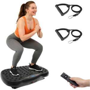 ALSO GO Vibration Plate Exercise Machine, 6 Workout Modes & 120-Level Vibration Platform for Weight Loss/Lymphatic Drainage, 400lbs Capacity Vibration Board with Resistance Bands for Full Body Workout(Black 63)