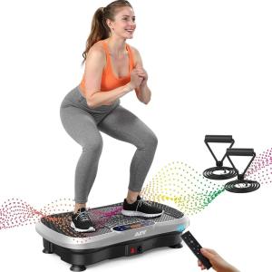 AXV Vibration Plate Fitness Platform Exercise Machine Vibrating Shaking Full Body Shaker Workout Vibrate Stand Shake Board Sport Gym for Weight Loss Fat Burner for Women Men(SLIM-SILVER)