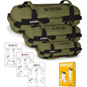 Elite Sports Workout Sandbag for Versatile, Intensive Core Muscles Fitness, Strength Training with Strategic Handle Placement (Unfilled)(Green)