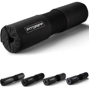 Fitgriff® Barbell Hip Thrust Pad for Squats, Lunges & Glute Bridges – Weightlifting Cushion for Neck & Shoulder Protection – Fits Olympic & Standard Bars(Black)