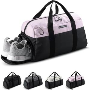 Fitgriff® Gym Bag V2 for Men and Women with Shoe & Wet Compartment – Duffle Bag for Travel, Sports, Fitness and Workout(Black / Pink)