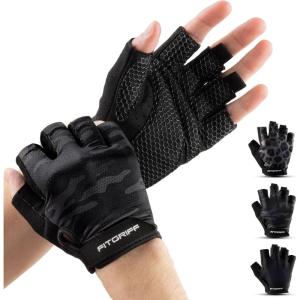 Fitgriff® Workout Gloves (Padded) for Men & Women – Fingerless Gym Gloves for Weight Lifting, Training – Full Palm Protection(Camo-Black)